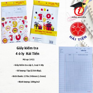 Giấy kiểm tra 4 ô ly Hải Tiến (1411)